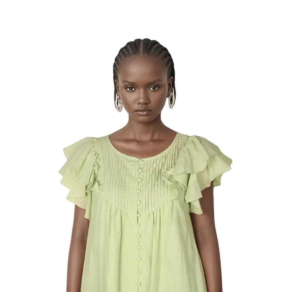 High-Quality Custom V-Neck Flounce Sleeve Short Dress | Women's Dress Suppliers, Manufacturers