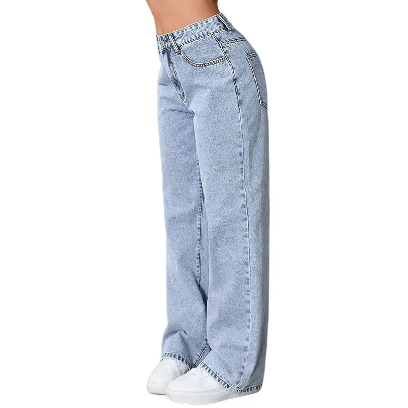 High-Quality Women's High-Waisted Straight Leg Vintage Track Pants Breathable Solid Pattern Washed Polyester/Cotton for Summer Winter Autumn Manufacturers, Factory