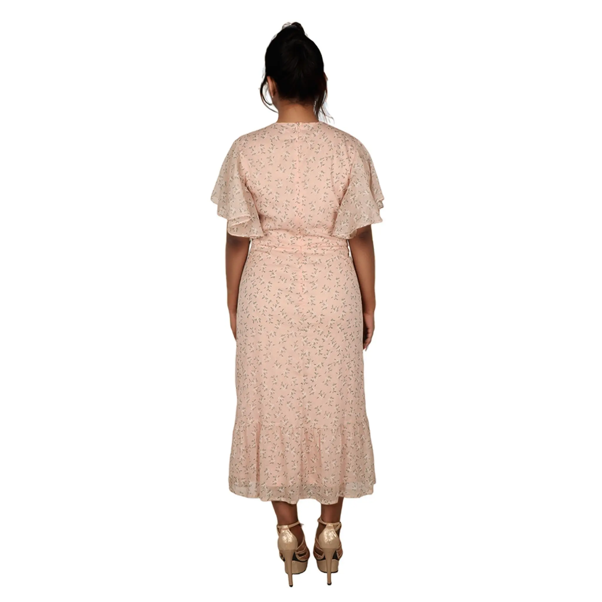 OEM Floral Printed Square Collar Short Sleeve Button Front Natural Waist Classic Fit Women's Knee-Length Casual Dress Cotton Dress Suppliers, Factories