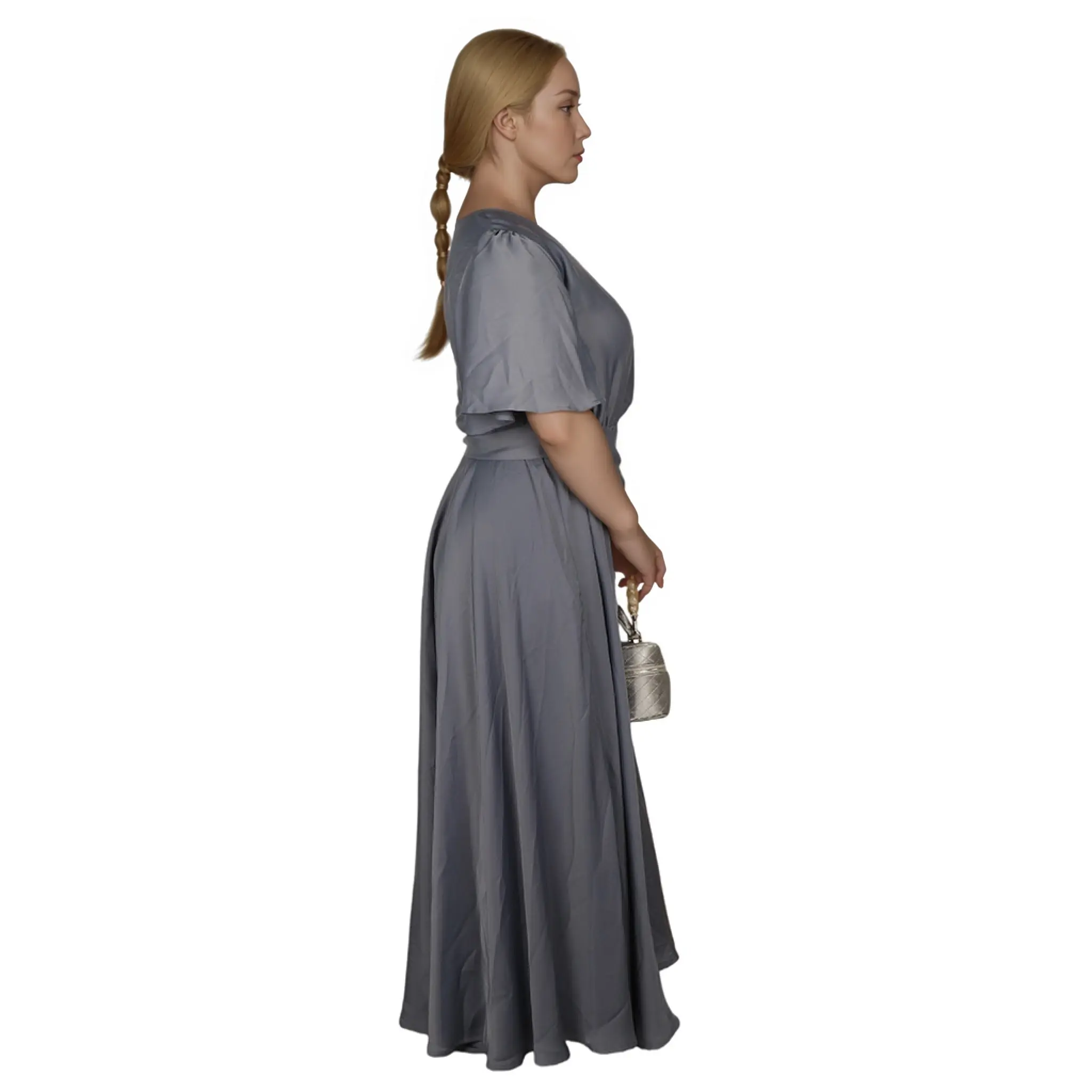 OEM Floral Digital Breathable Eco-Friendly 100% Cotton Ruffle Sleeve Short Sleeve Natural Waist Bud Classic Fit Women's Knee-Length Manufacturer, Factory