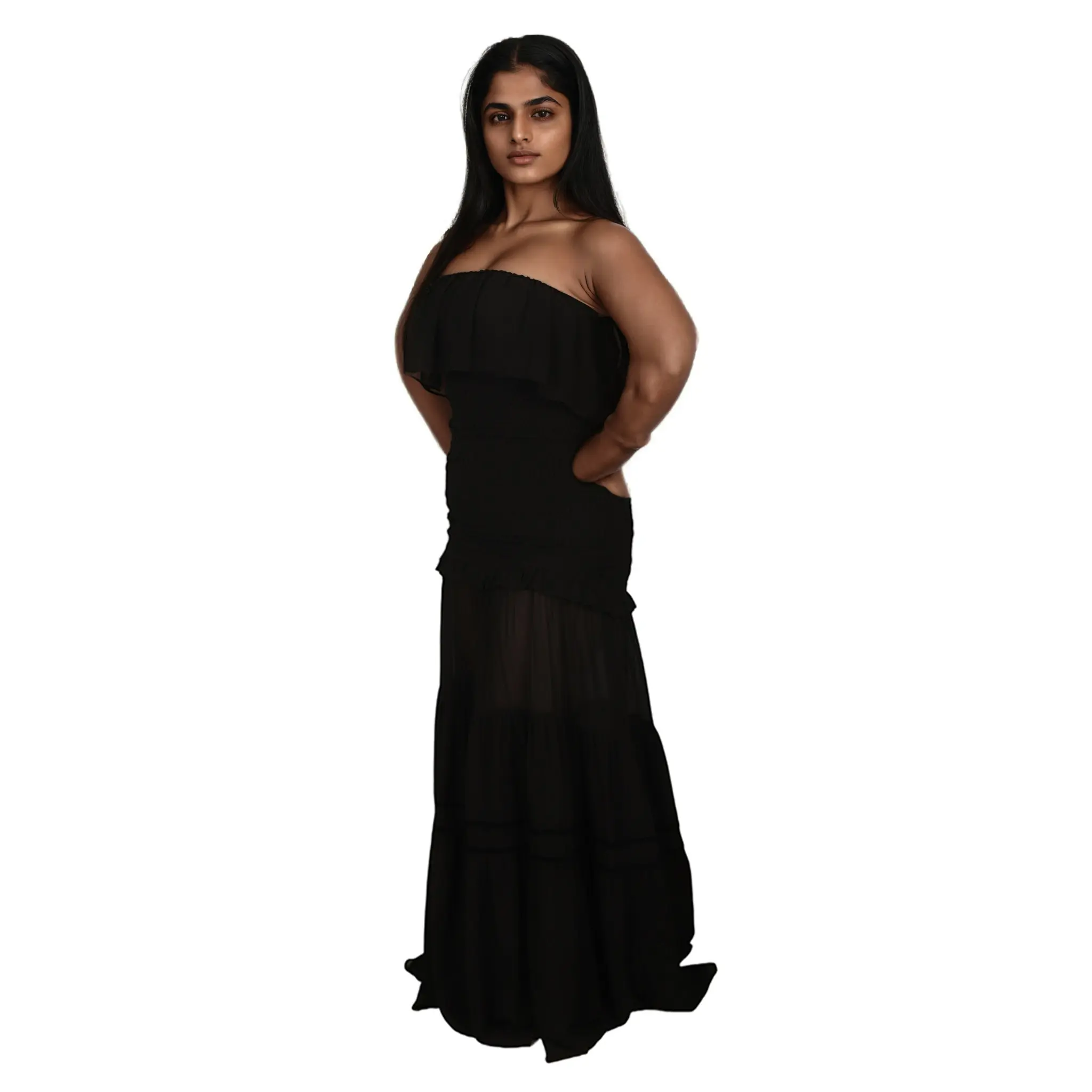 High-Quality Sleeveless Slit Solid Color Floor-Length Off Supplier, Factories