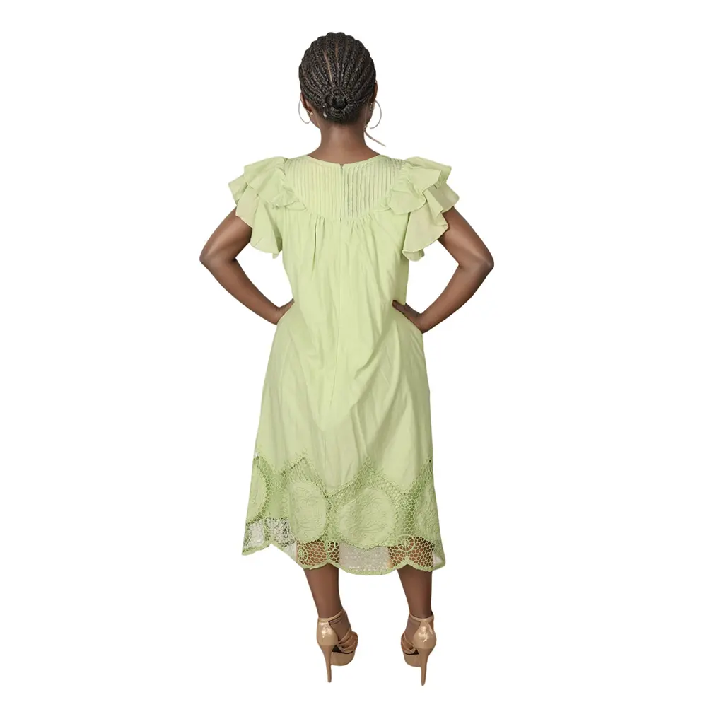 High-Quality Custom V-Neck Flounce Sleeve Short Dress | Women's Dress Suppliers, Manufacturers
