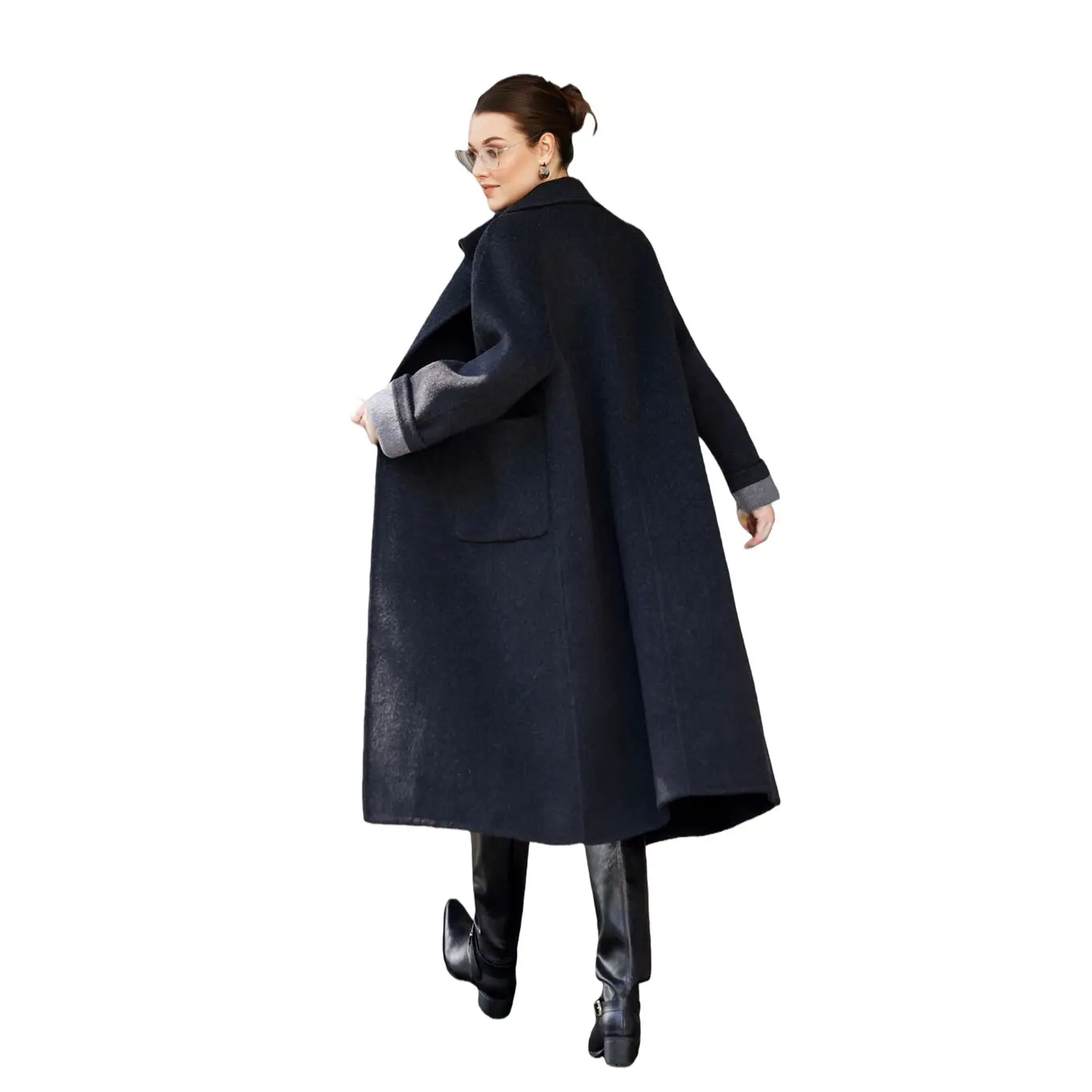 ODM Textured Drop Shoulder Sleeve Small Button Embellished Women's Overcoat With Slouchy Bag 100% Wool Coat Manufacturers, Manufacturer