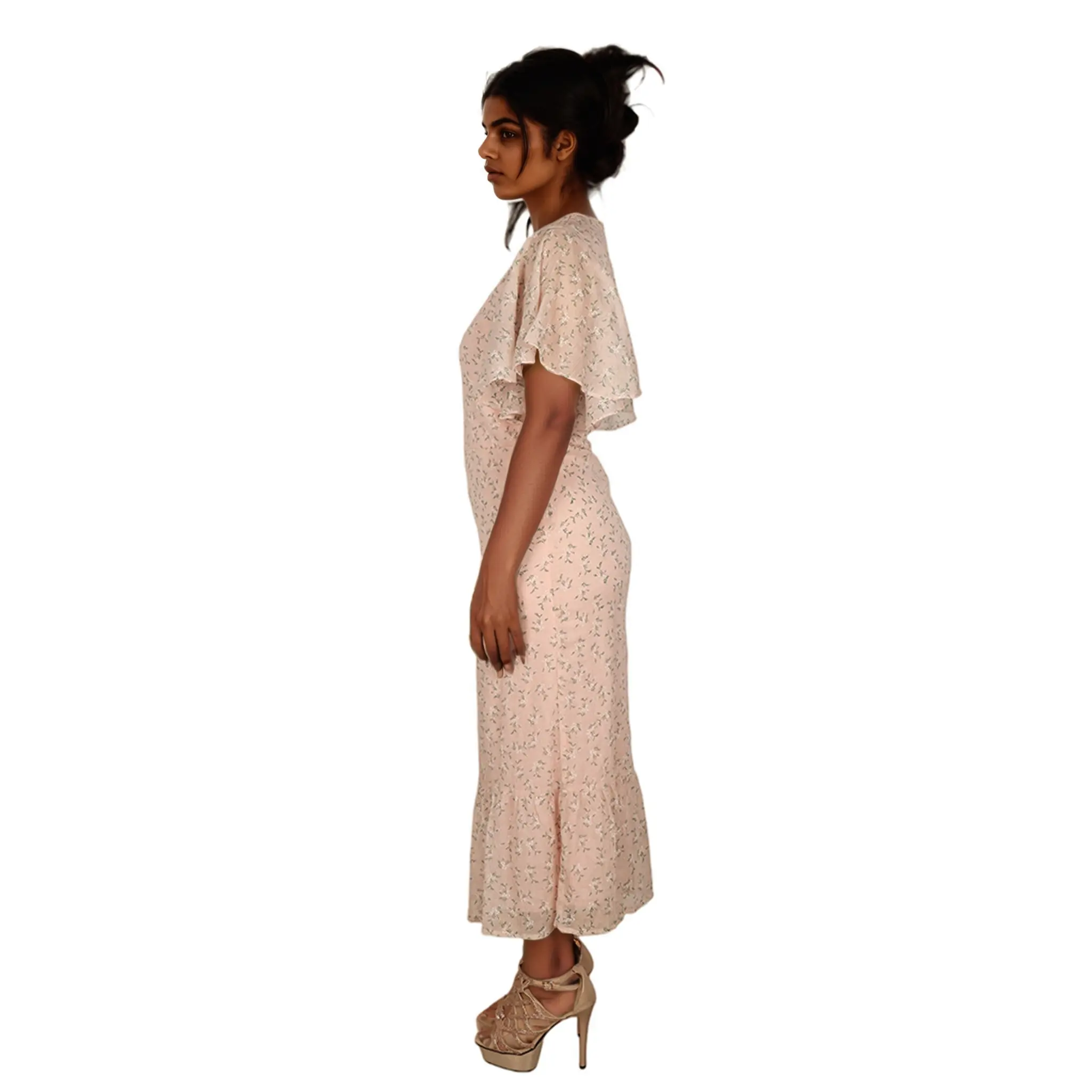 OEM Floral Printed Square Collar Short Sleeve Button Front Natural Waist Classic Fit Women's Knee-Length Casual Dress Cotton Dress Suppliers, Factories