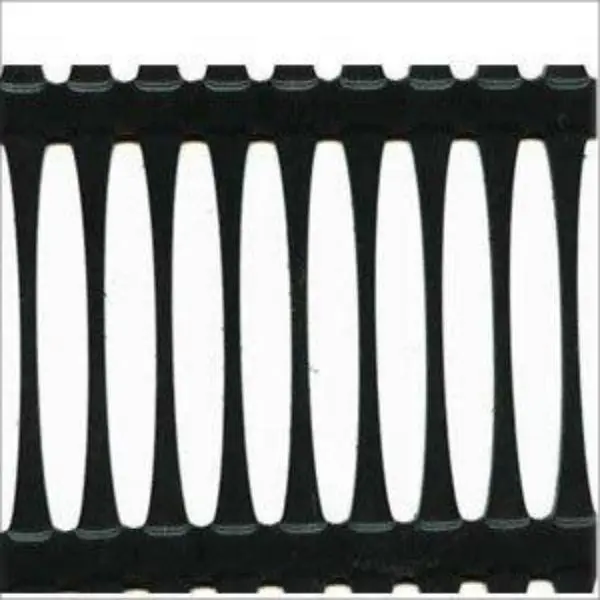 Uniaxially stretched plastic geogrid