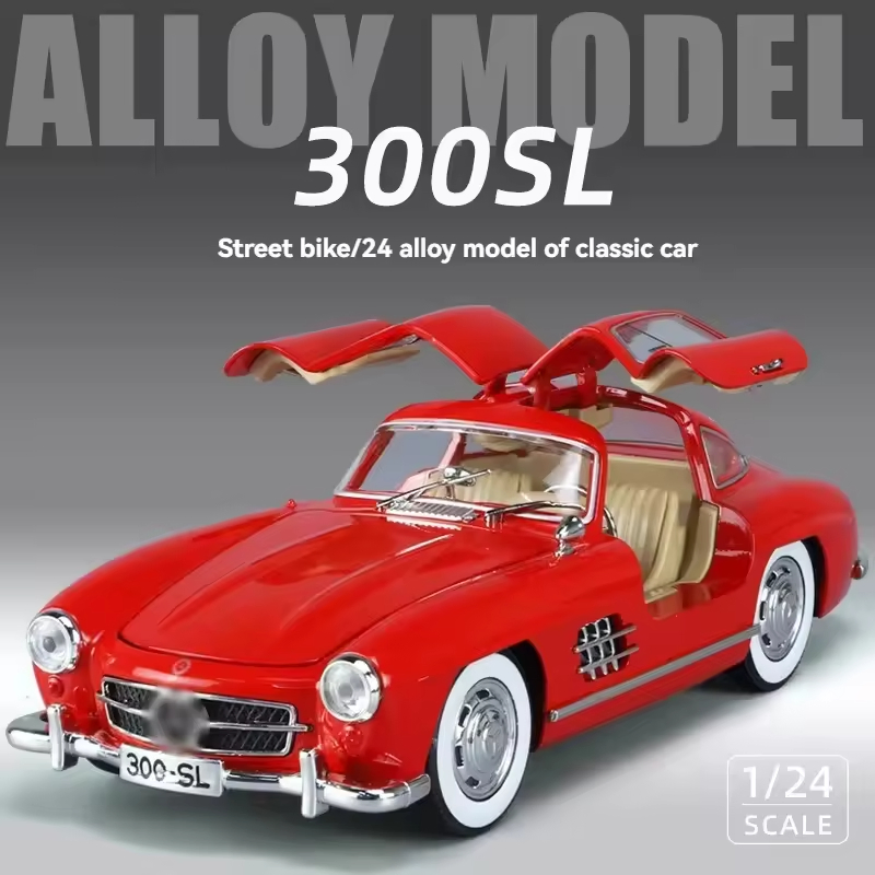 Sound Light 1/24 Benz 300SL Alloy Diecast Model Toy Car