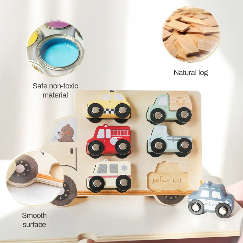 Montessori Toddler Wooden Car Toy Puzzle Game Kids Educational Toys