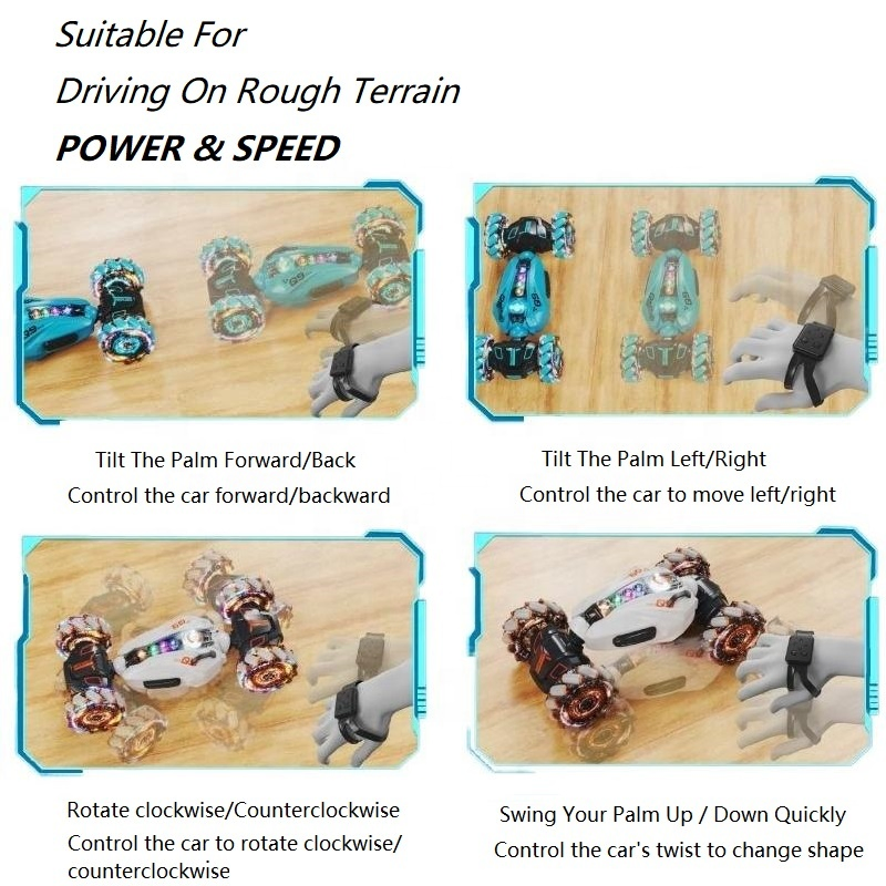 32cm Big Size Gesture Sensor Remote Control Toy Car Sided Rotating off Road Vehicle 360 Spray Stunt RC Car Toy with Lights Music