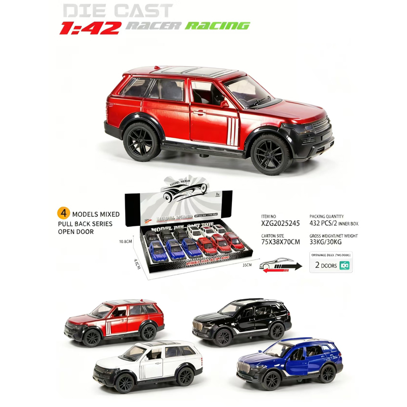 Model Toy 1: 42 Alloy Pull Back Mini Sports Die-Cast Metal Car
