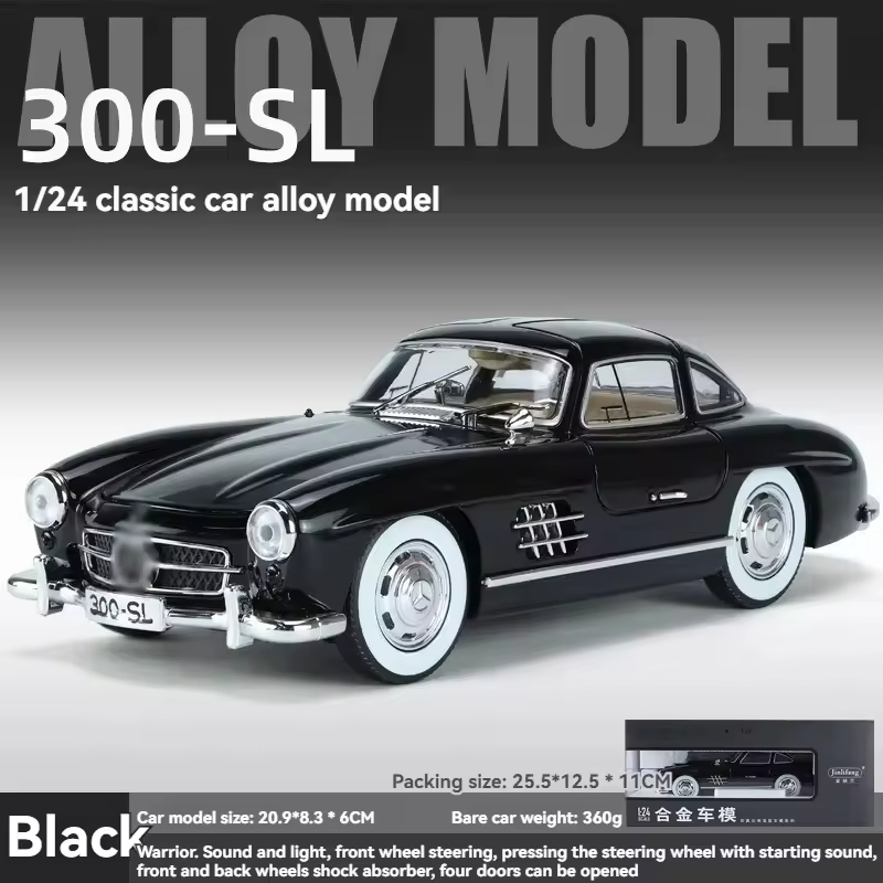 1/24 Benz 300SL Diecast Model Car Sound Light Simulation Toy Car