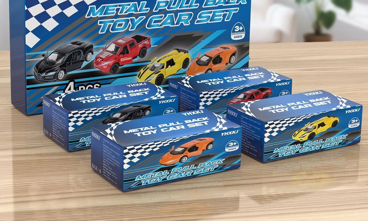 4 Pack Toy Cars 1/36 Metal Diecast Cars Toy with Opening Doors Kid Pull Back Cars Toys Set Boy Toy Car for Age 3 4 5 6 7 8 9 10 11 12