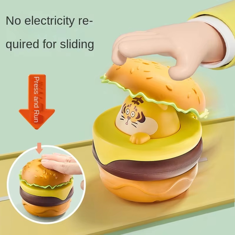 Popular Cross-Border Hamburger Car Toy Children's Inertial Pull Back Press Sliding Cartoon Cute Animal 4 Mixed Toy Car
