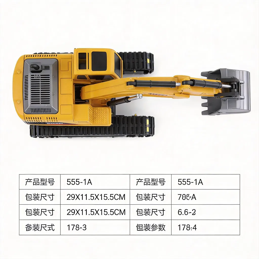 Children Alloy Remote-Controlled Excavator Construction Vehicle Toy