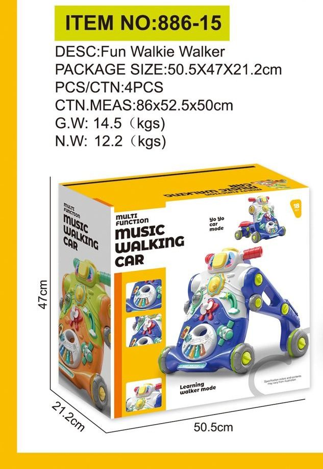 Baby Walker, Anti-Rollover Toddler Push Car Adjustable Baby Learning Walker