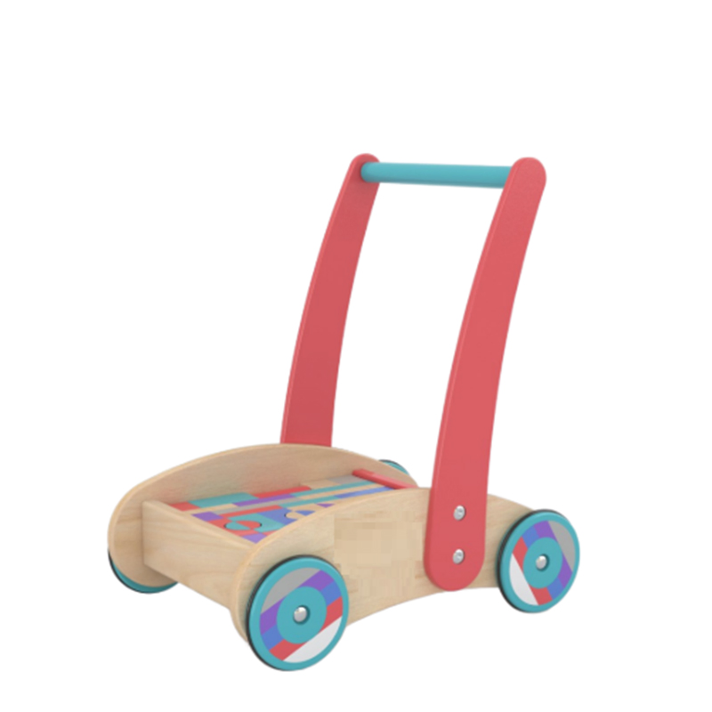 Wooden Building Blocks &amp; Pull Along Storage Car Toy