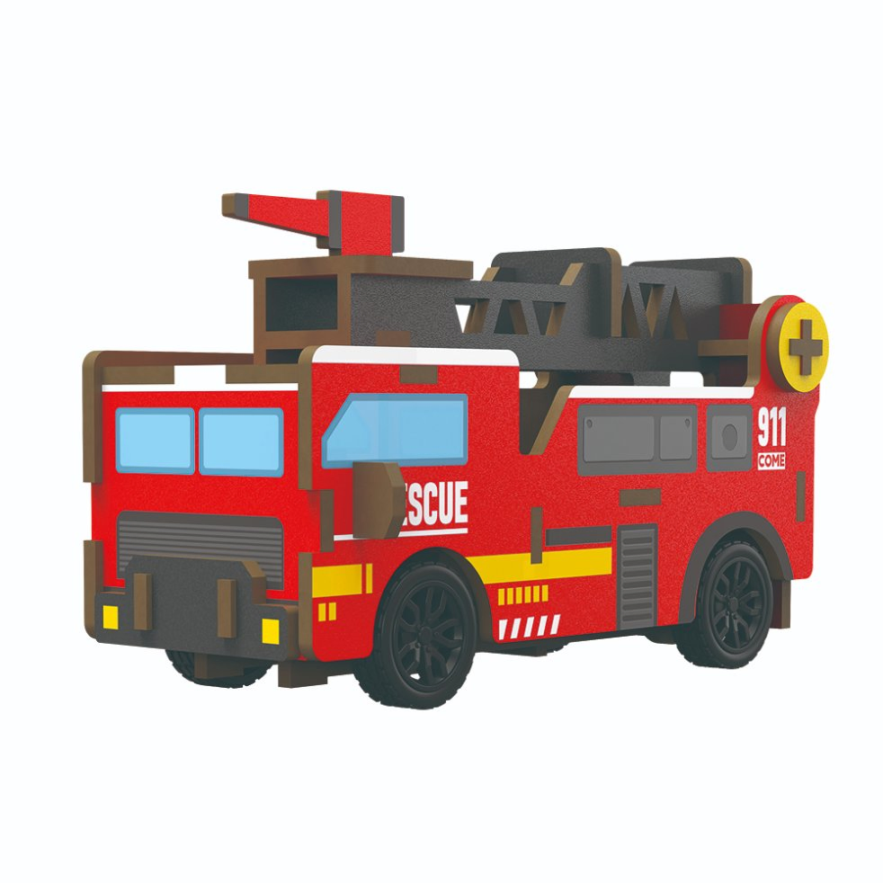 Smooth 3D Wooden Puzzle Toys with UV Printing 3D Wooden Assembled Pull-Back Car Early Education Handmade Toy for Kids
