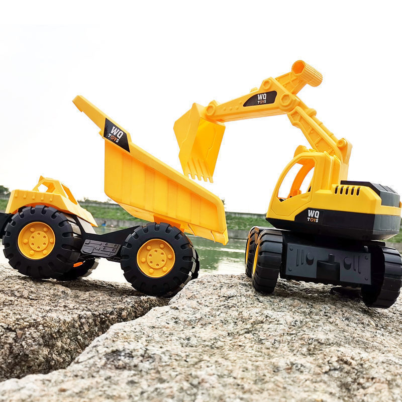 Large Construction Vehicle Simulation Excavator Toy for Kids, Inertial Sliding Beach Toy Car