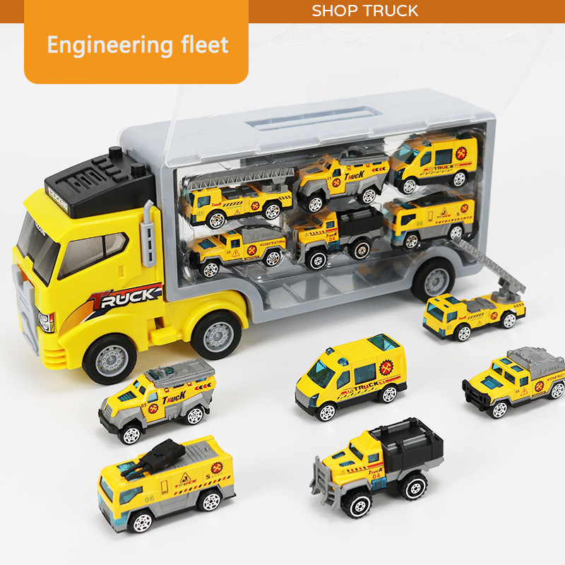 Mini1: 50 Simulated Engineering Car Toy Fire Truck City Transport Toy Car, Children's Die-Cast Model Toys, Alloy Pull Back Wholesale Toy Car