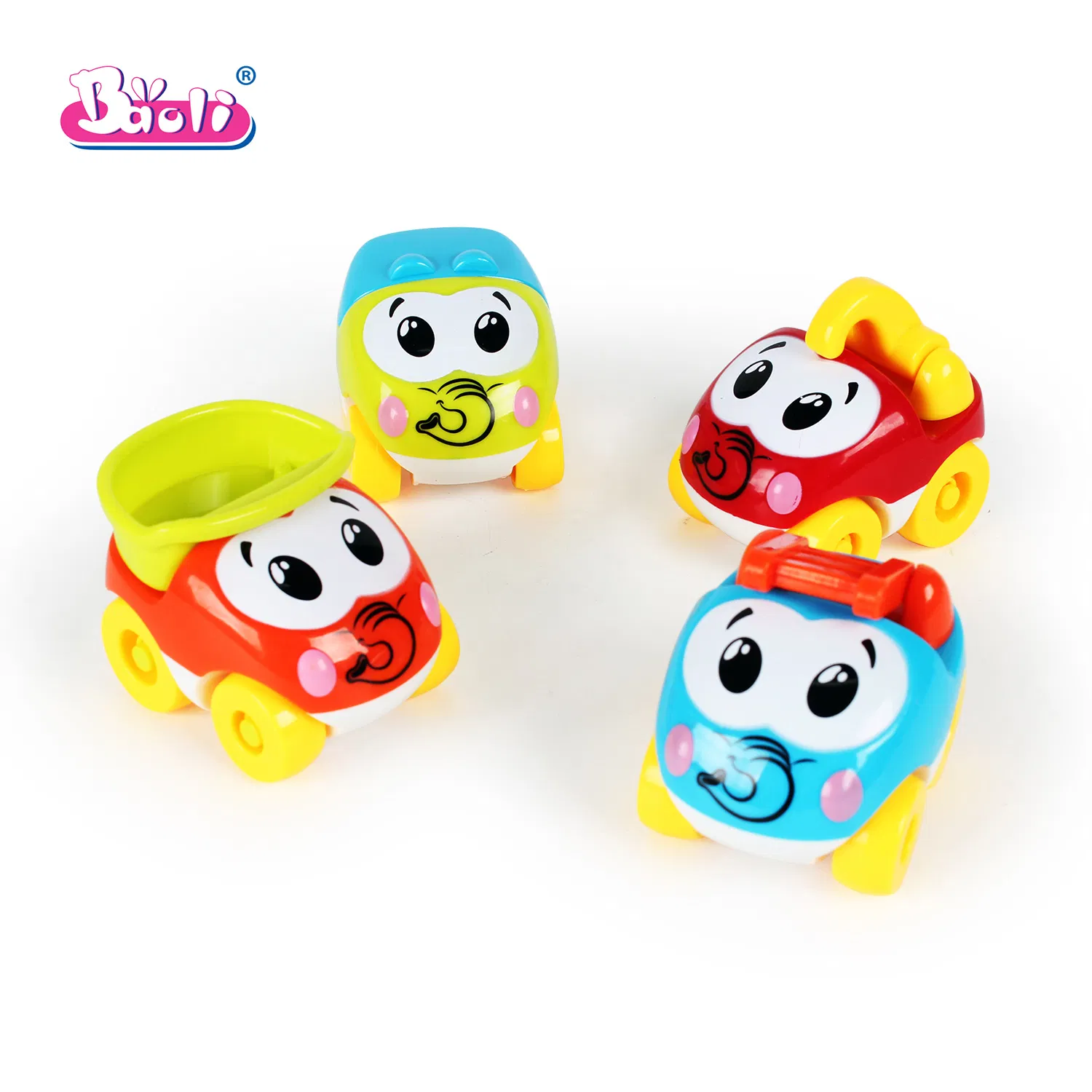 Colorful Pull-Back Cartoon Cars Set for Kids - 4-Pack