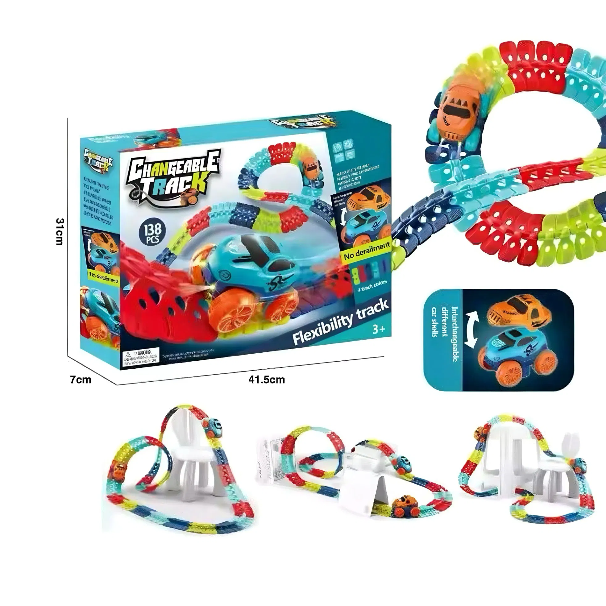 Xinbo 138PCS Flexible Assembly Track Cars Kids DIY Slot Railway Racing Car Toys