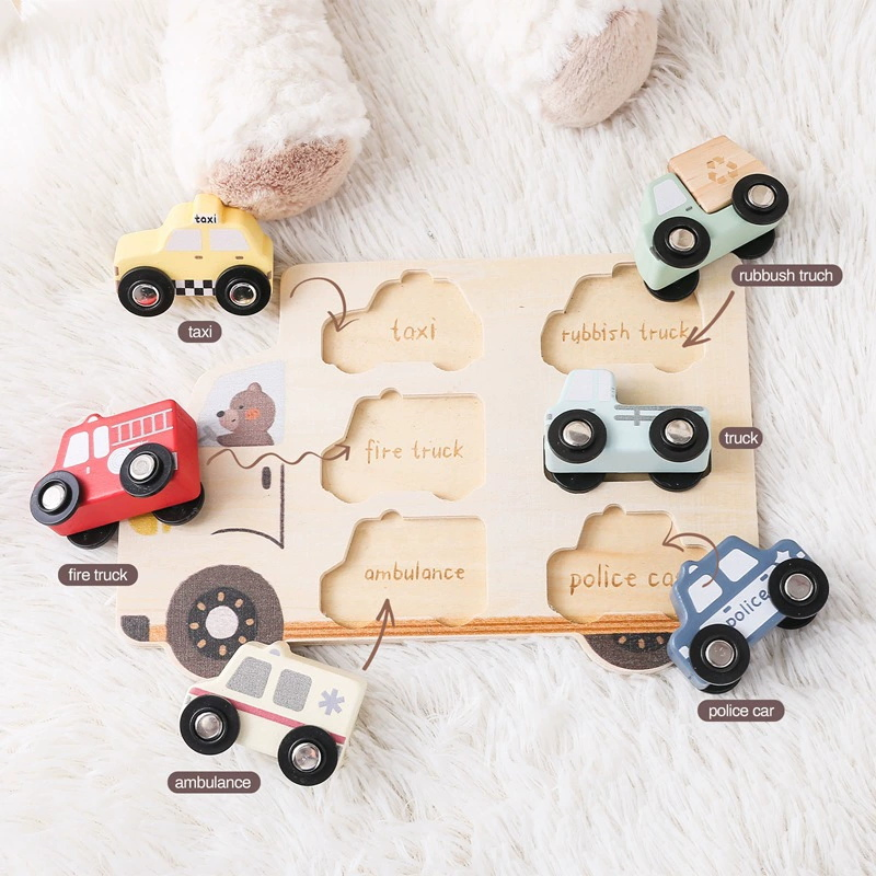 Montessori Toddler Wooden Car Toy Puzzle Game Kids Educational Toys
