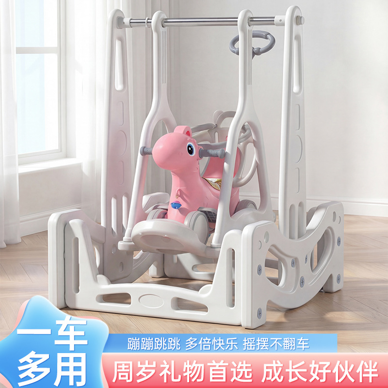 Multi-Functional Baby Rocking Horse Swing Trampoline Push Car for Toddlers