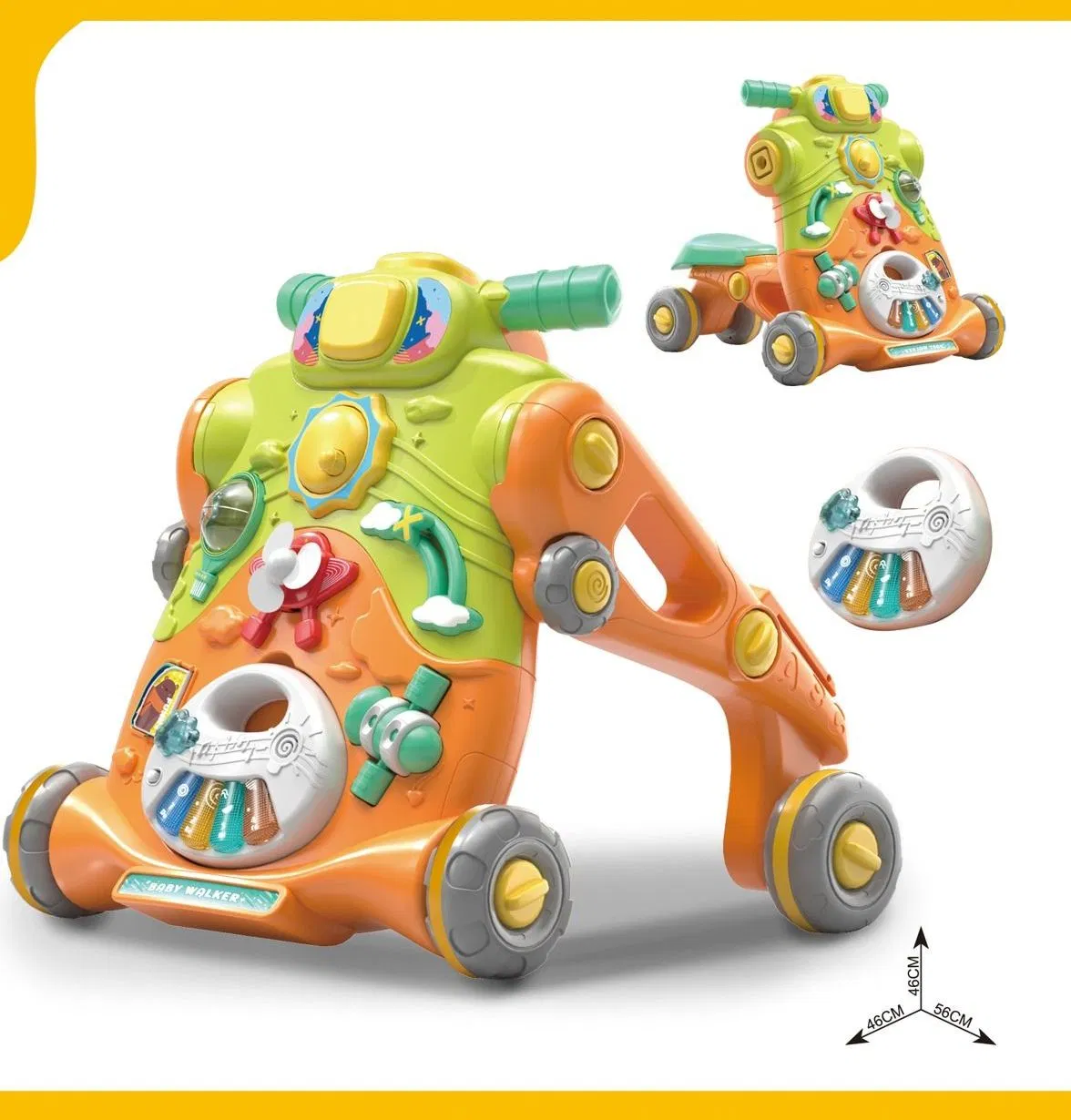 Baby Walker, Anti-Rollover Toddler Push Car Adjustable Baby Learning Walker