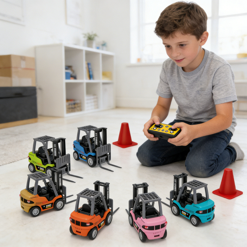 Wgnrc 295 1/64 Scale Mini RC Construction Vehicle Set, APP Control Mini RC Forklift Truck Toys, Small Desktop RC Drift Racing Car