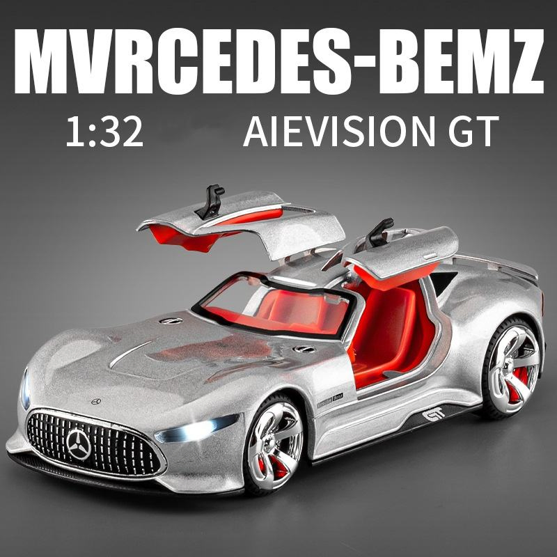1:32 Mercedes-Benz Amg Vision Gt Diecast Model Car, Alloy Pull-Back Toy with Light &amp; Sound, Openable Doors &amp; Trunk, Collectible Supercar Replica for Kids &amp; Adul