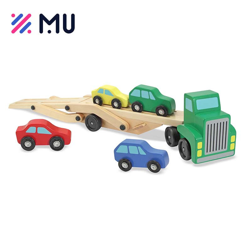 2023 Educational Carrier Truck Cars Set with Push Go Car Set Wooden Toy for Kids