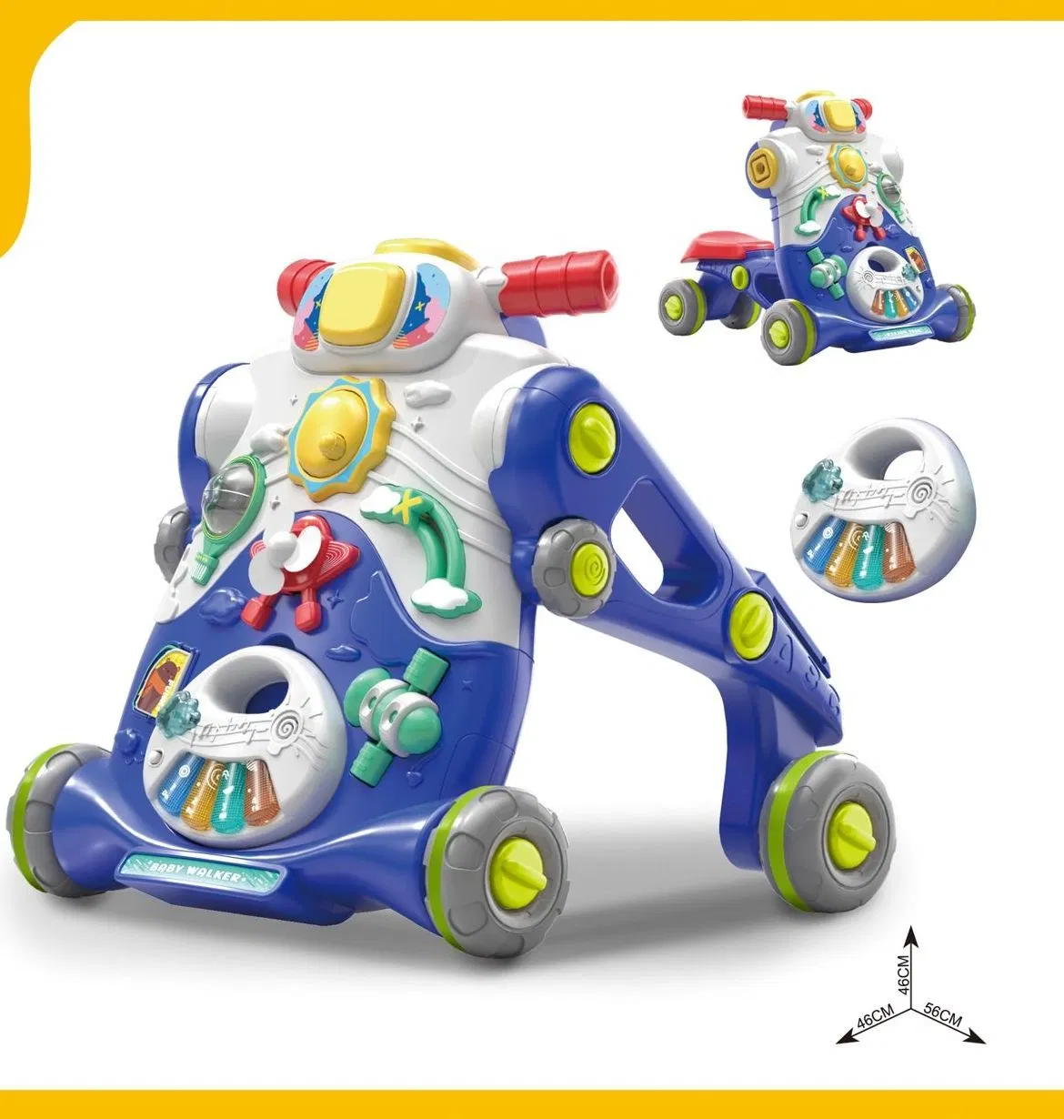 Baby Walker, Anti-Rollover Toddler Push Car Adjustable Baby Learning Walker