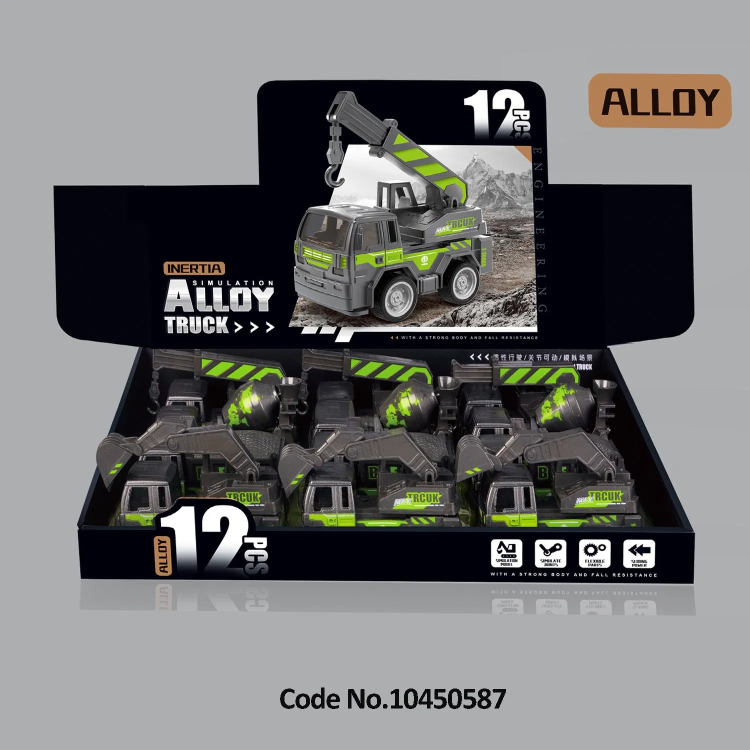 Friction Truck Metal Construction Vehicles Crane Car Kid′ S Toys
