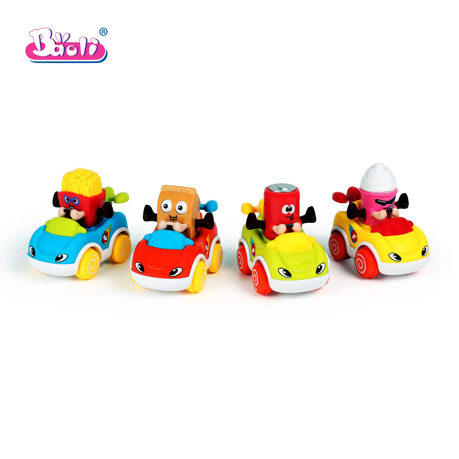 Baoli Pull Back Car Friction Vehicles Car Baby Toys, Fun Food Character Racing Cars Toy Set