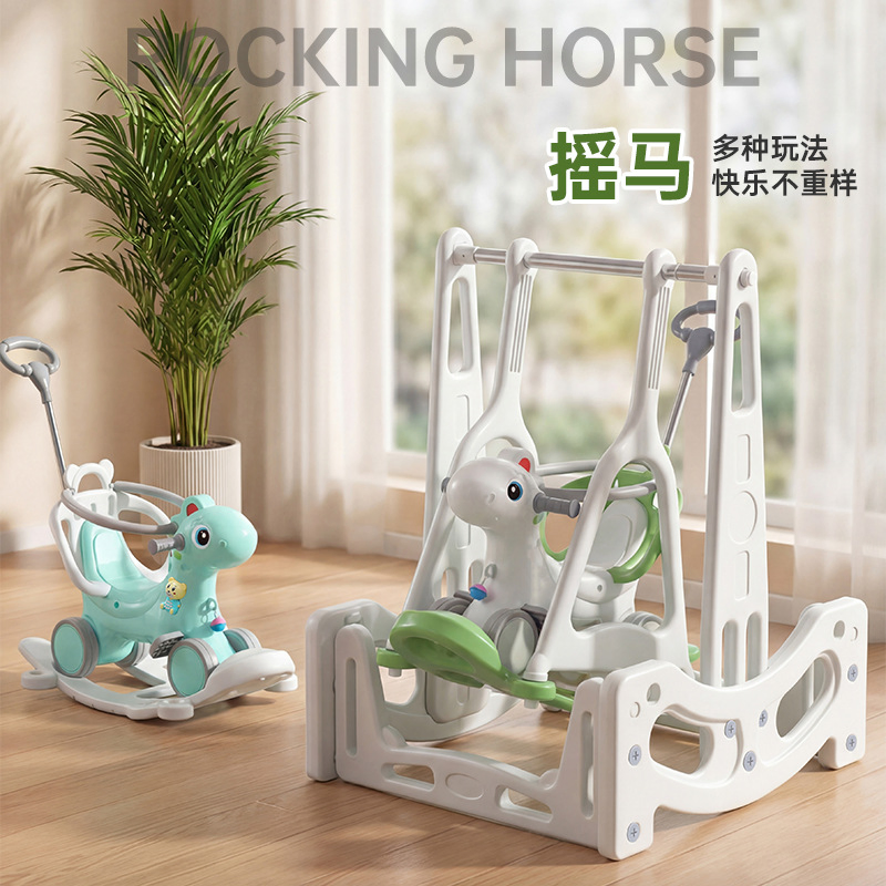 Multi-Functional Baby Rocking Horse Swing Trampoline Push Car for Toddlers