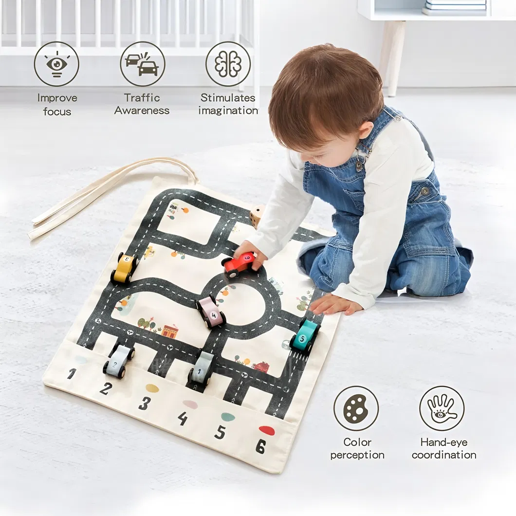 Baby Montessori Wooden Push Children Track Wooden Car Toy