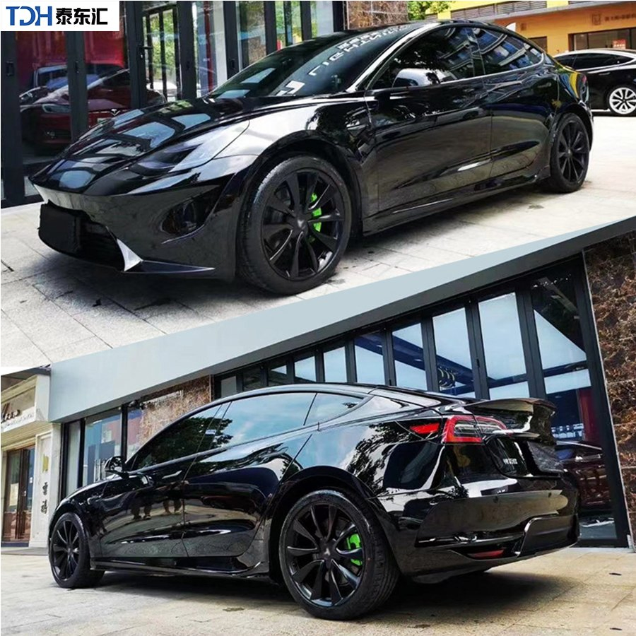 Car Front Bumper Rear Bumper Assembly Side Skirts Dark Shark Star Style Body Kits for Tesla Model 3 2019-2022