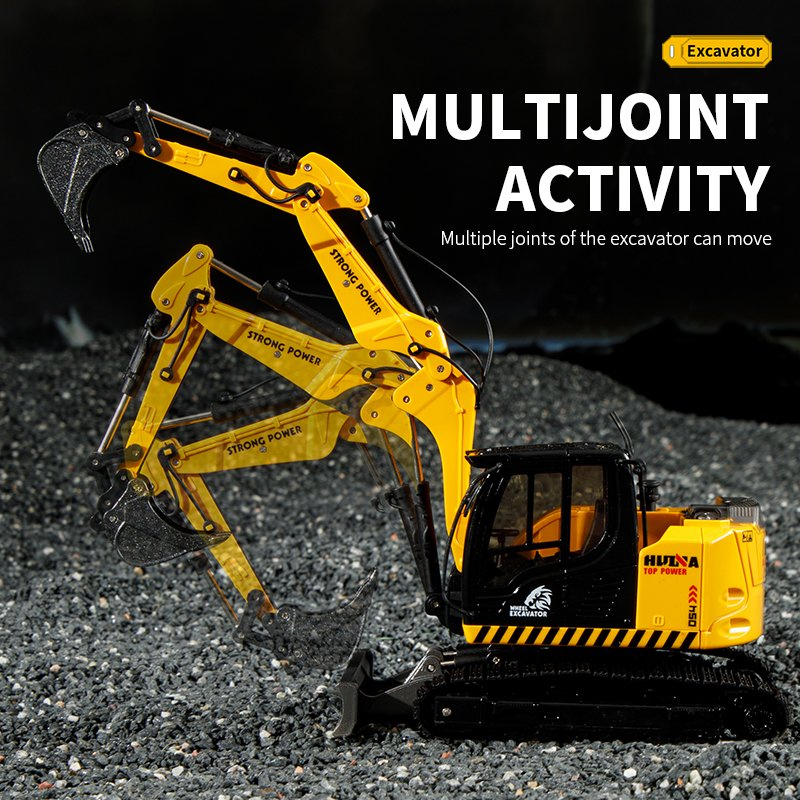 Huina 1726 1/50 Scale Diecast Digger Excavator Truck Toy Mini Metal Alloy Construction Excavator Truck Model Engineering Vehicle Toys for Kid