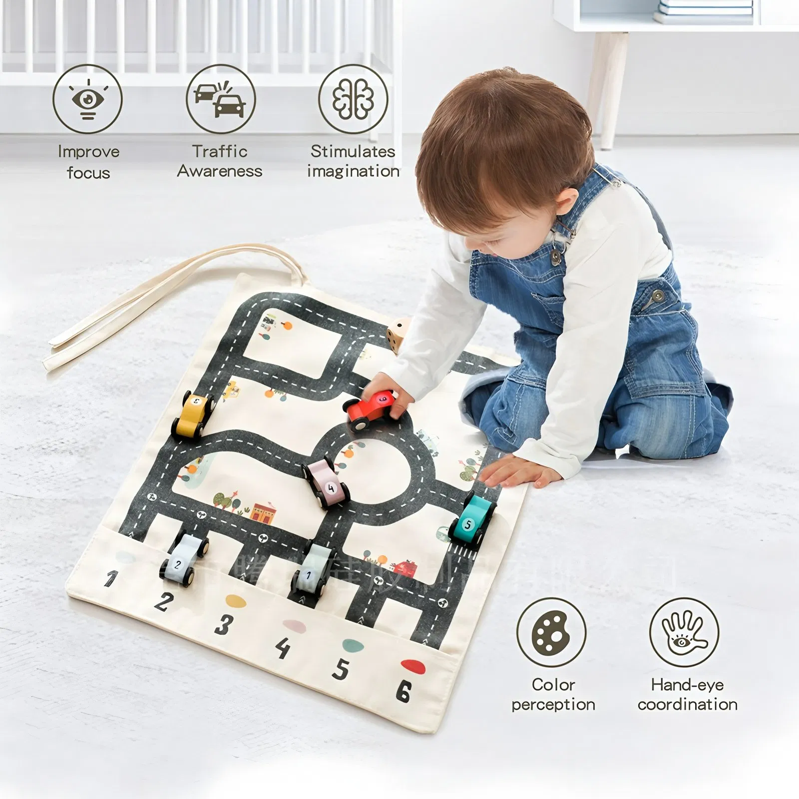 Baby Montessori Wooden Push Children Track Wooden Car Toy