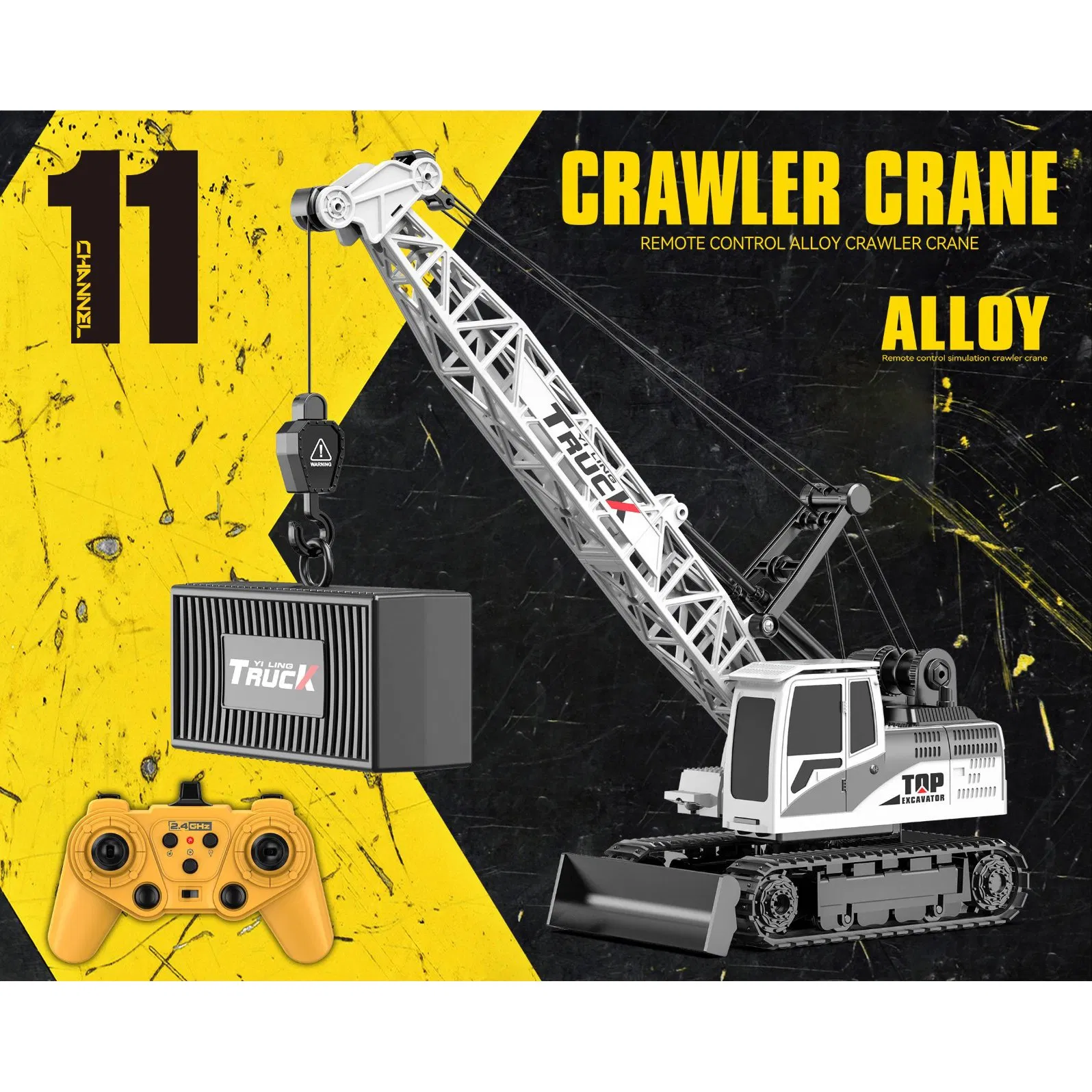 Xinbo 2.4GHz RC Truck Crawler Tower Crane Model Cable Remote Control Excavator Tractor Digging Engineering Toy Construction Vehicle