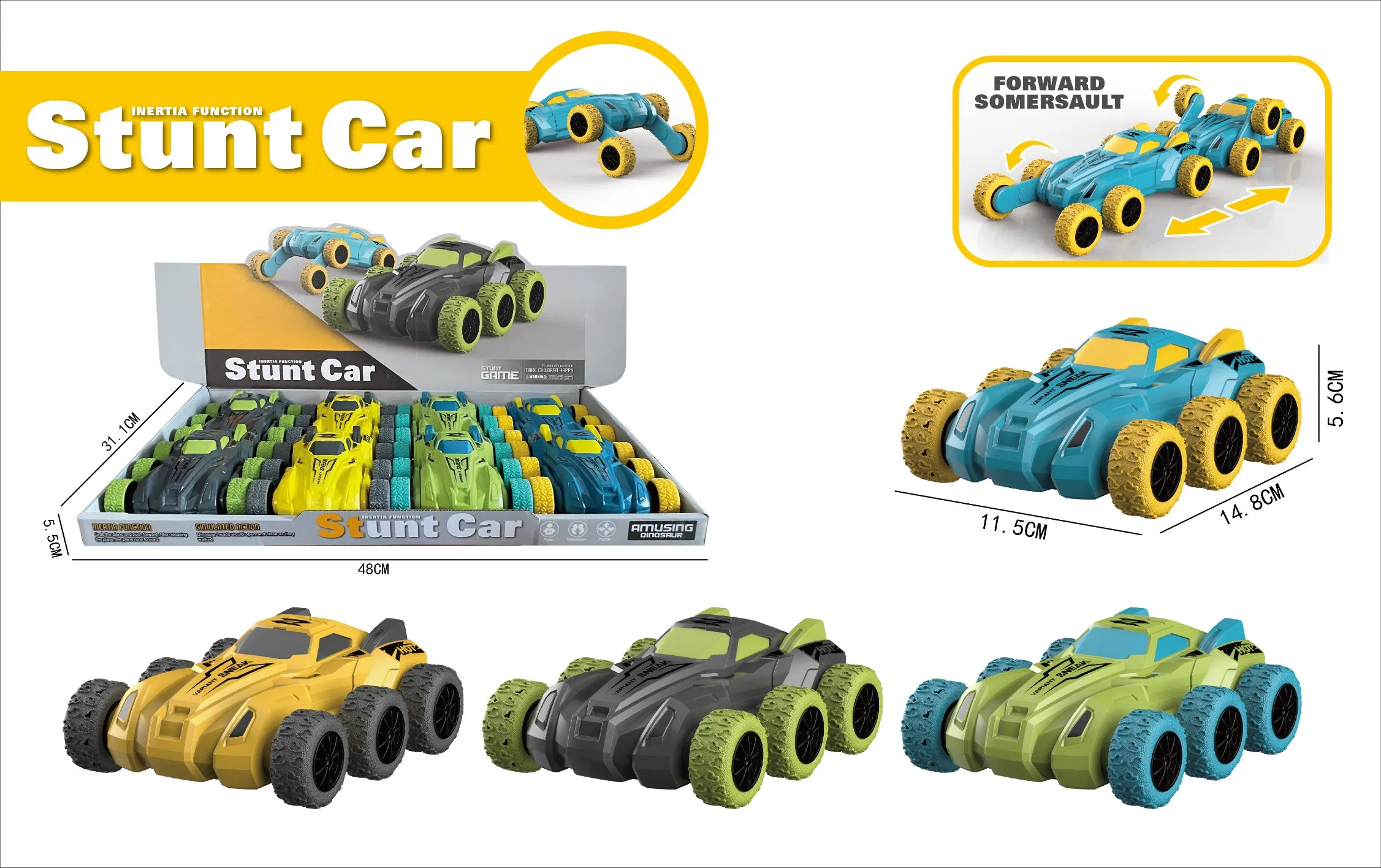 Children Kids Baby Gift Educational Plastic Diecast Model Learning Construction Montessori Fidget Model Diecast Toy Car with Light