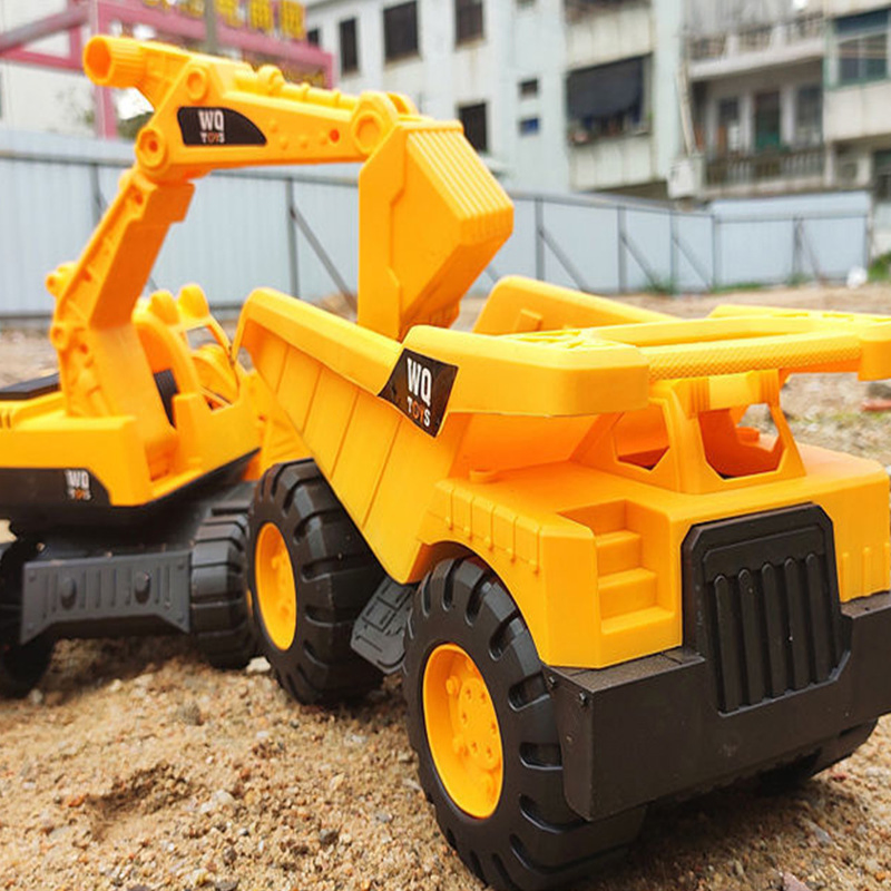 Large Construction Vehicle Simulation Excavator Toy for Kids, Inertial Sliding Beach Toy Car