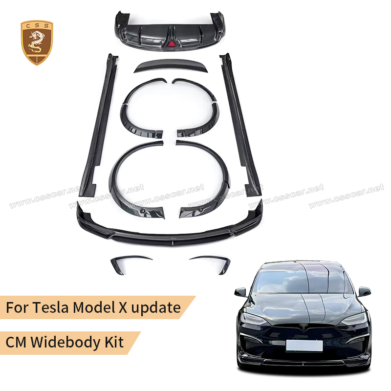 New Arrival Carbon Fiber Upgrade to Cm Style Car Wide Body Kit for Tesla Model X 2021 - 2024 Front Rear Lip Side Skirt Wing