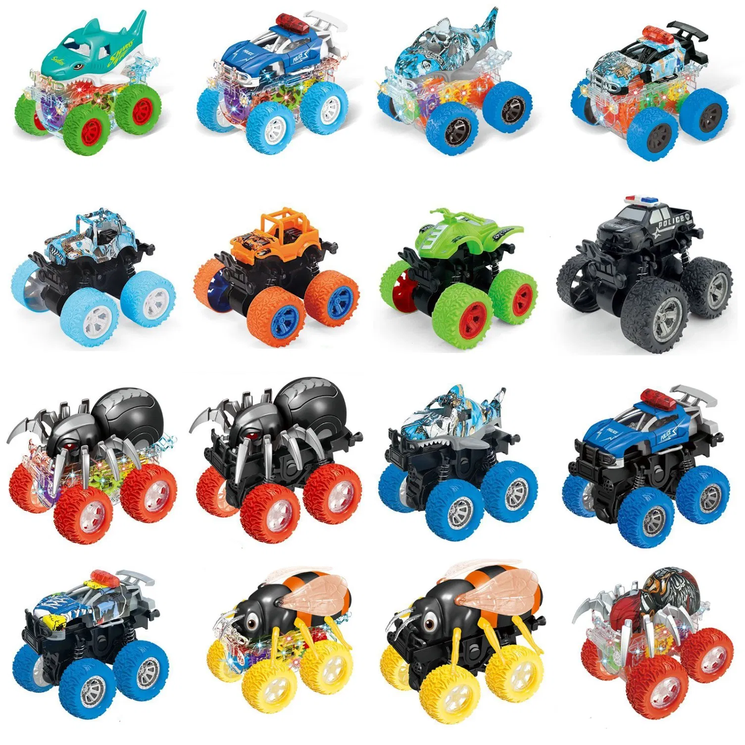 Children Kids Baby Gift Educational Plastic Diecast Model Learning Construction Montessori Fidget Model Diecast Toy Car with Light
