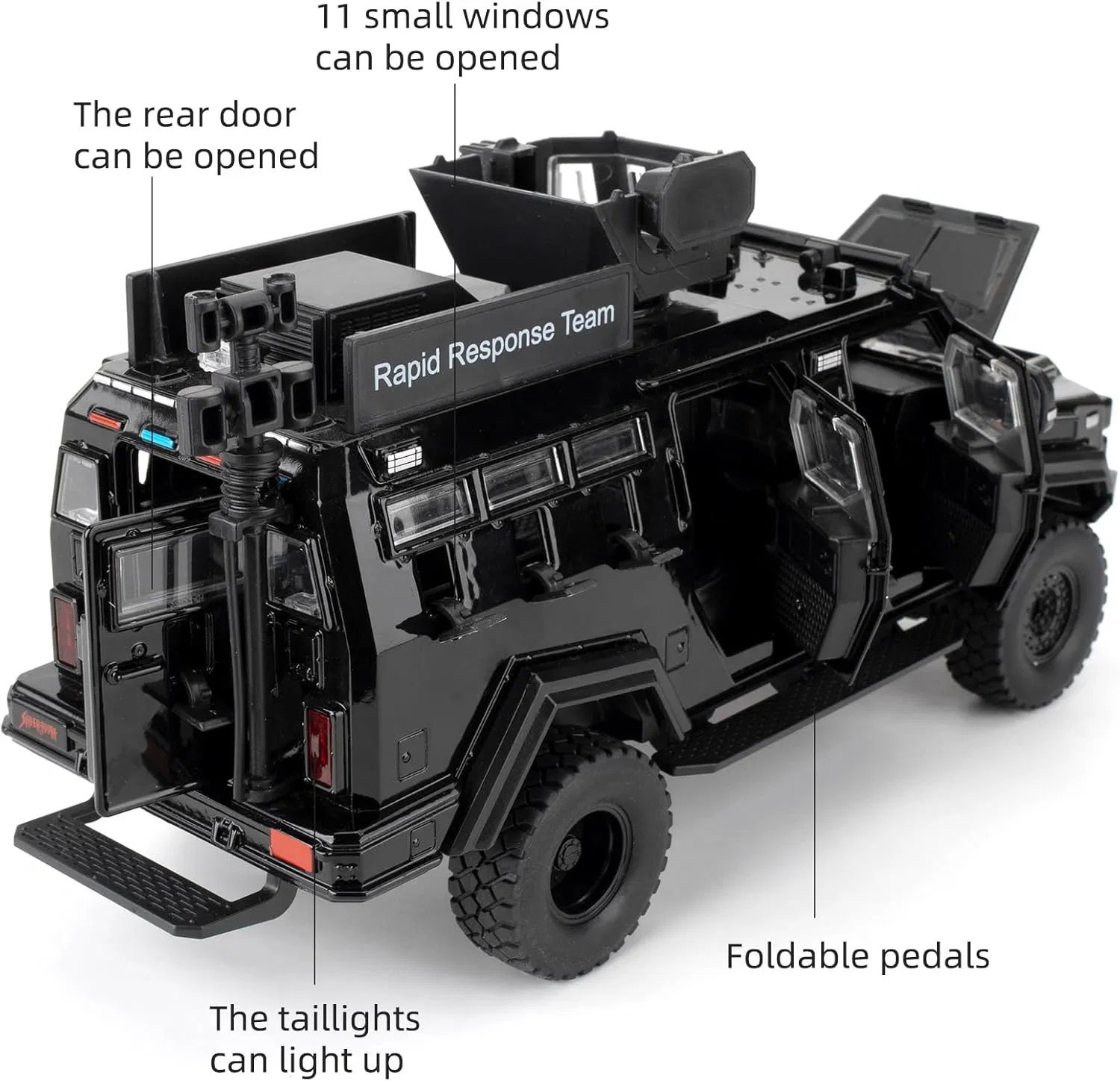 Compatible for 1: 24 Saber-Toothed Tiger Alloy Armored Car Model Collectible Diecast Armoured Explosive Protected Vehicle Toy Pull Back Toy Car with Sound