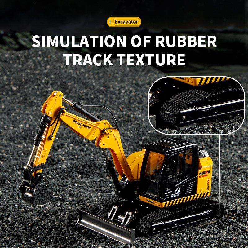 Huina 1726 1/50 Scale Diecast Digger Excavator Truck Toy Mini Metal Alloy Construction Excavator Truck Model Engineering Vehicle Toys for Kid