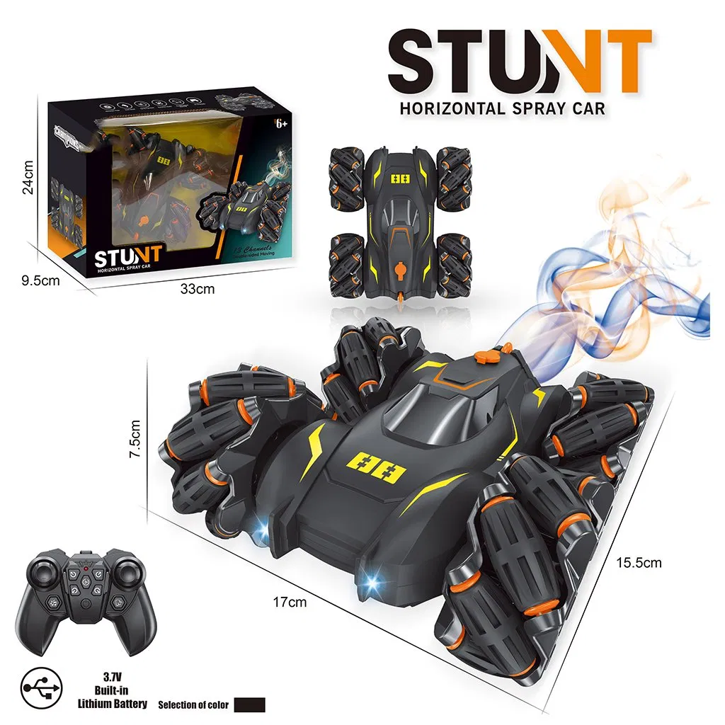 Wholesale Double-Sided Spray Stunt Remote Control Car with Light and 360 Degrees Rotation in Place One-Click Demonstration RC Car Kids Toy Hot Sale 2025