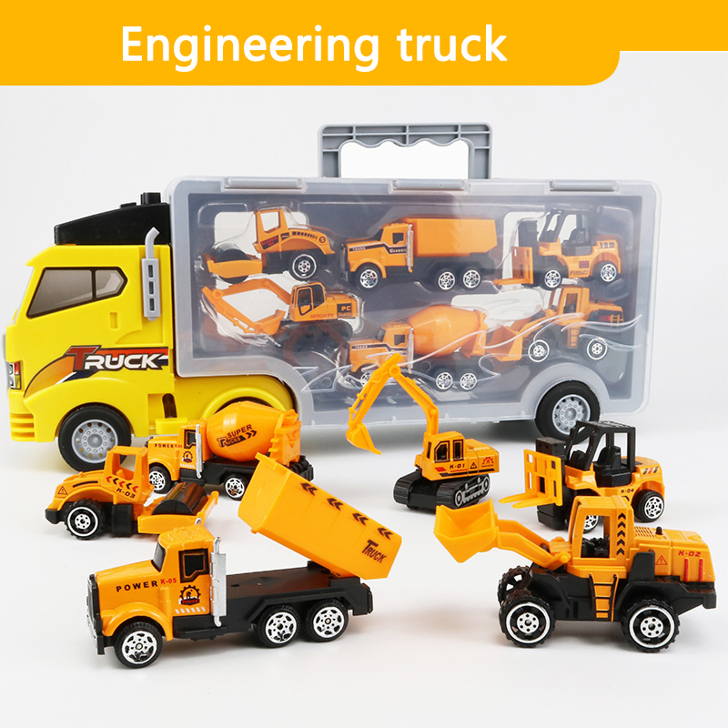 Mini1: 50 Simulated Engineering Car Toy Fire Truck City Transport Toy Car, Children's Die-Cast Model Toys, Alloy Pull Back Wholesale Toy Car