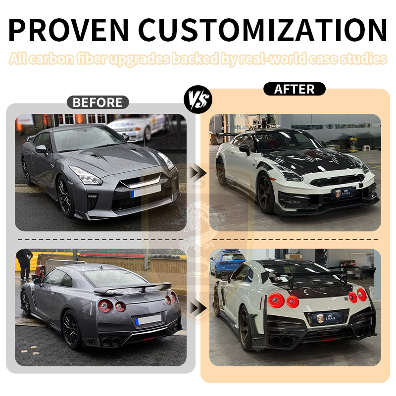 Latest New Model Half Carbon Fiber Upgrade to Topsecret Style Car Body Kit for Nissan Gtr R35 Front Rear Bumper Side Skirt Hood