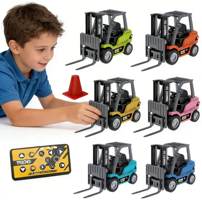 Wgnrc 295 1/64 Scale Mini RC Construction Vehicle Set, APP Control Mini RC Forklift Truck Toys, Small Desktop RC Drift Racing Car