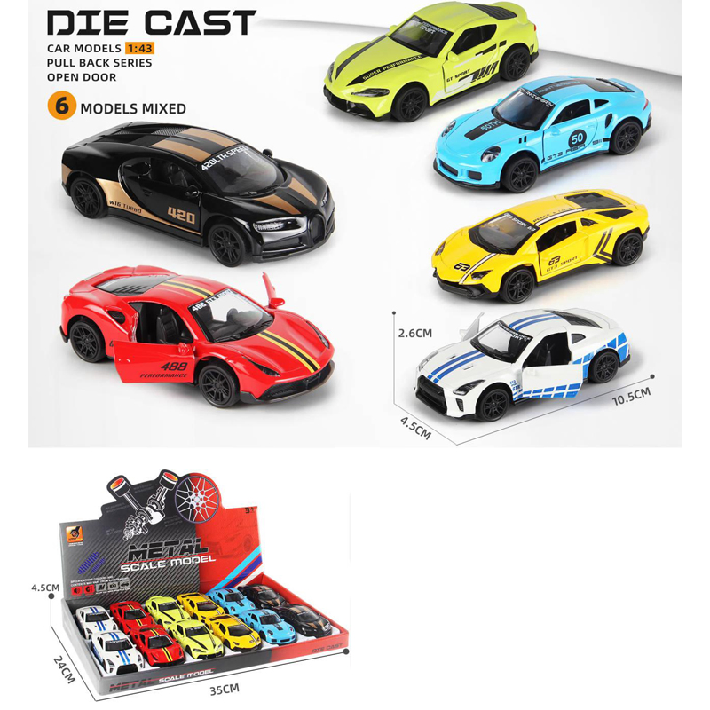 1: 43 Scale Model Kids' Alloy Mini Race Car Metal Pull Back Promotion Diecast Toy